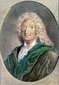 フランスの作家、アラン・ルネ・レサージュ（Alain-Rene Le Sage）（1668-1747）の肖像。18世紀のエングレーヴィング。個人蔵 作： Unknown artist