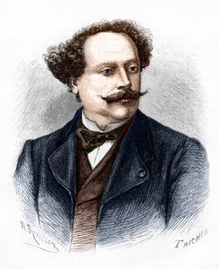フランスの作家、アレクサンドル・デュマ・ジュニア（1824-1895）の肖像。 作： Unknown artist