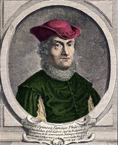 オランダの哲学者、バルーク・スピノザ（1632-1677）の肖像。Bento de EspinosaまたはBenedictus de SpinozaまたはBenoit de Spinozaとも呼ばれる。18世紀のエングレーヴィング