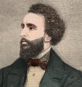 アメリカの詩人、ベイヤード・テイラー（1825-1878）の肖像。1858年1月23日の「The illustrated London News」に掲載されたエングレーヴィング。 作： Unknown artist