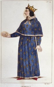 賢者シャルル5世（1338年〜1380年）の肖像（1830年のエングレービング 作： Unknown artist