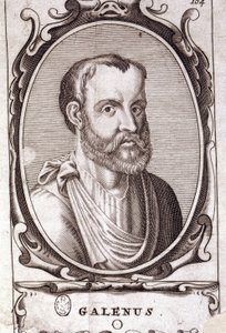 ギリシャの医師クロード・ガリエン（Klaudios Galenos or Claudio Galeno or Claudius Galenus or Galen, v. 131 - v. 201）の肖像。18世紀のエングレーヴィング。 作： Unknown artist