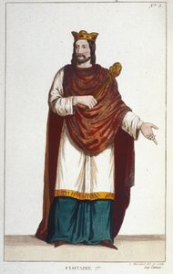 ネウストリア王でフランク王国の王であったクロテール（クロテール）1世（497～561年）の肖像（1830年の彫刻 作： Unknown artist
