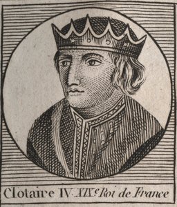 717年から719年までアウストラシアのフランク族の王であったクロタール（Clothaire）4世（約685～719年）の肖像 - フランク族の王クロタール4世（またはクロタール） - シャルル・コンスタント・ル・テリエ（Charles Constant Le Tellier）の「フランス史に関する教本」（1821年）からの彫刻作品 作： Unknown artist