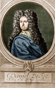 小説「ロビンソン・クルーソー」を執筆したイギリスの作家・ジャーナリスト、ダニエル・デフォー（1660 - 1731）の肖像。 作： Unknown artist