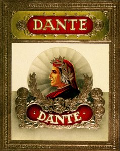 ダンテ・アリギエリ（1265-1321）の肖像。19世紀のカラーリトグラフ。 作： Unknown artist