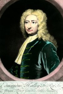 Edmond (Edmund) Halley (1656-1742), イギリスの天文学者の肖像」 18世紀のエングレーヴィング Collection Particuliere