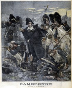 戦闘中のカンブロンヌ将軍（1770～1842年）の肖像。1891年の「Petity Journal」のイラスト。 作： Unknown artist