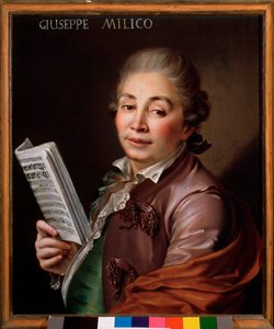 ジュゼッペ・ミリコ（1737-1802）の肖像 イタリアのカストラート 無名の絵画。18世紀 ボローニャ、civico museo musicale 作： Unknown artist