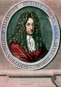 Gottfried Wilhelm Leibniz (1646-1716) ドイツの哲学者・数学者の肖像。18世紀のエングレーヴィング。個人蔵 作： Unknown artist