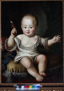 ロシア大公アレクサンドル・パヴロヴィッチ（1777-1825）の赤ん坊時代の肖像、匿名。キャンバスに油彩、1770年代末