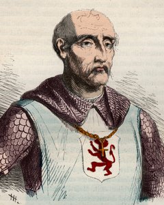 GuiまたはGuy de Dampierre (1226-1305) フランドル伯爵およびナミュール伯爵の肖像 - Theodore Juste (1818-1888)の "History of Belgium from the primitive times to the end of the regne of Leopold I "における1868年のエングレーヴィング。個人のコレクションです。 作： Unknown artist