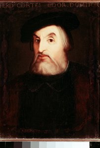 スペインのメキシコ征服者、エルナン・コルテス（1485-1547）の肖像。匿名の絵画。マドリード、国立図書館。 作： Unknown artist