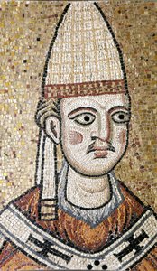 イノセント3世（1160年〜1216年）の肖像。ローマ博物館に保存されているモザイク。以前は旧サン・ピエトロ教会にいたという。ローマ博物館 作： Unknown artist
