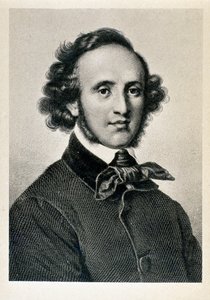 ドイツの指揮者・作曲家であるJakob Ludwig Felix Mendelssohn Bartholdy（1809-1847）の肖像。19世紀、ミラノのジュゼッペ・ヴェルディ音楽院のビブリオテカのリトグラフ ©Luisa Ricciarini/Leemage 作： Unknown artist