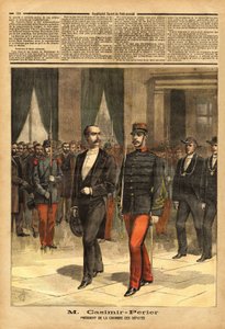 代議員会の新会長であるジャン・カシミール＝ペリエ（Casimir Perrier, Casimir Perrier, Casimir-Perrier）（1847-1907）の肖像。1893年1月28日「Le petit journal」に掲載されたエングレーヴィング。セルバのコレクション。 作： Unknown artist