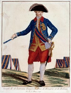 神聖ゲルマン帝国皇帝、オーストリア皇帝、ハンガリー王ボエームのヨーゼフ2世（1741年〜1790年）の肖像。18世紀のエングレーヴィング。パリ、カルナヴァレ美術館