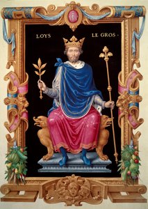グロ」と呼ばれるルイ6世（1081-1137）の肖像。ジャン・デュ・ティレ作「フランス王の記録」のミニチュア、1555-1566年頃。BN、パリ 作： Unknown artist