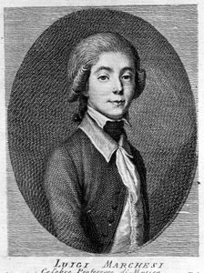 イタリアの去勢者、マルケジーニことルイジ・マルケジー（1754～1829）の肖像。 作： Unknown artist
