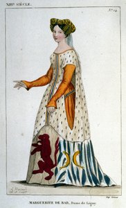 リニー家の令嬢マルグリット・ド・バル（1223年頃～1275年頃）の肖像、1830年のエングレーヴィング。 作： Unknown artist