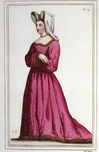 ボーモン夫人マルグリット・ドゥ・サセナージュの肖像（1449年頃～1491年）。ルイ11世の侍女。1830年のエングレーヴィング。 作： Unknown artist