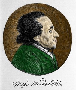 哲学者であり、近代ユダヤ教の真の創始者であるモーゼ（Moses）・メンデルスゾーン（1729 - 1786）の肖像。音楽家フェリックス・メンデルスゾーンの祖父。 作： Unknown artist