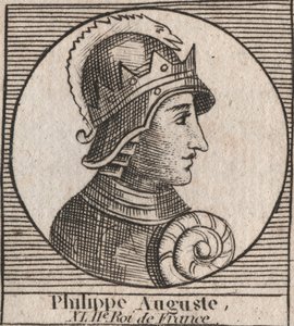 フィリップ・アウグスト2世（1165-1223）の肖像 - フィリップ・アウグスト2世（1165-1223）フランス王 - シャルル・コンスタント・ル・テリエの「フランス史に関する教本」1821年版からのエングレービング 作： Unknown artist
