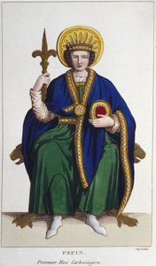 フランの王ペパン・ル・ブリーフ（714〜768年）の肖像、1830年の第一次カロリング朝の刻印
