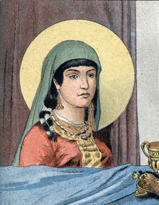 クロヴィス1世の妻、フラン王妃聖クロチルド（475-545年）の肖像。 作： Unknown artist