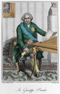 サー・ジョセフ・バンクス（1743-1820）の肖像。カラーエングレーヴィング 作： Unknown artist