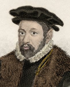 イギリスの政治家・弁護士であるニコラス・ベーコン卿（1510-1579）の肖像。