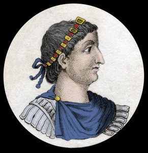 ローマ皇帝テオドシウス1世（フラウィウス・テオドシウス）（347-395）の肖像 19世紀のエングレーヴィング。