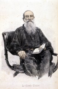トルストイの肖像、1888年のエングレーヴィング。 作： Unknown artist