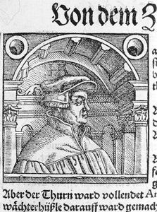 スイスの宗教改革者、ウルリッヒ・ツヴィングリ（1484-1531）の肖像。 作： Unknown artist