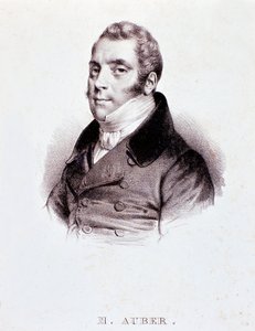 イギリスの作曲家ダニエル・フランソワ・エスプリ・オーベル（1782-1871）の肖像 エングレーヴィング。19世紀ミラノ、ビブリオテカデルコンセルバトリオ 作： Unknown artist