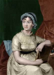 イギリス人作家ジェーン・オースティン（1775-1817）の肖像 伝記作家エバート・アウグストゥス・デュキンク（1816-1878）の著書「Portrait gallery of eminent men and women of Europe and America」からのエングレーヴィング。1893年、第1巻 作： Unknown artist