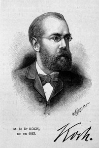 ドイツ人医師ロバート・コッホ（1843-1910）の肖像。