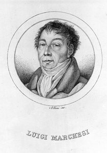 イタリアの去勢者Luigi Marchesi (1754 - 1829) の肖像。19世紀のエングレーヴィング。 作： Unknown artist