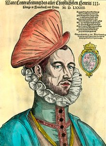 フランス王アンリ3世（1551 - 1589）の肖像。16世紀のエングレーヴィング。 作： Unknown artist