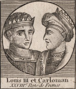 ルイ3世（863/65-882）879年から882年のフランク王国の王とカルロマン2世（866-884）879年から884年のフランク王国の王の肖像 - 西フランシアの王ルイ2世と西フランシアの王カルロマン2世 - 「Instruction sur l