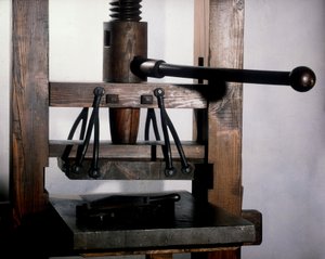 ヨハネス・ゲンスフライシュ・グーテンベルク（1400-1468）のプレス機