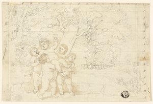 若いバッカスを運ぶプッティ 作： Unknown artist