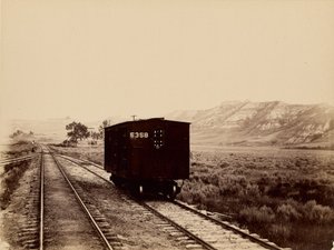 [線路を走る鉄道車両] 作： Unknown artist