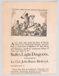 ホルロイド中佐のライトドラグーン中佐の募集ポスター、1780年頃 作： Unknown artist