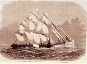 1866年、アリエルと太平のクリッパーの間で行われたレガート。 作： Unknown artist