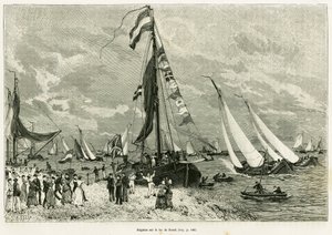 スネーク湖（オランダ）のリーゲイツ。エドワード・シャルトン（1807-1890）が監督した「le tour du monde 1886」（Hachette, Paris）に掲載されているオランダの新聞記事をもとにした物語「La Frise」を説明するためのエングレーヴィング。 作： Unknown artist