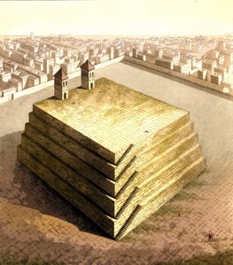 1521年にエルナン（またはエルナンド）・コルテスまたはフェルナン・コルテス（1485-1547）によって撃墜されたアステカの旧首都テノチティトランを表現したもの。ドローイング。18世紀 作： Unknown artist