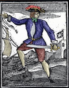 1718年から1719年頃に活躍した海賊ハウエル・デイビスを表現したもの。 作： Unknown artist