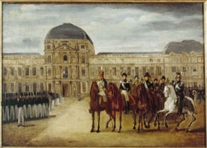 チュイルリー城前の批評、1820年頃。現在の1区、1815年から1825年の間（油彩・カンヴァス） 作： Unknown artist
