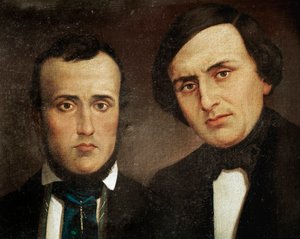 リソルジメント：アッティリオ・バンディエラ（1810-1844）とエミリオ・バンディエラ（1819-1844）兄弟の肖像。匿名の絵画。19世紀 ローマ、イスティトゥート・ストーリア・リソルジメント 作： Unknown artist